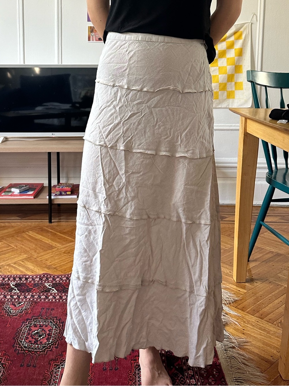 Chic Cream Tiered Maxi Skirt - Flowing A line